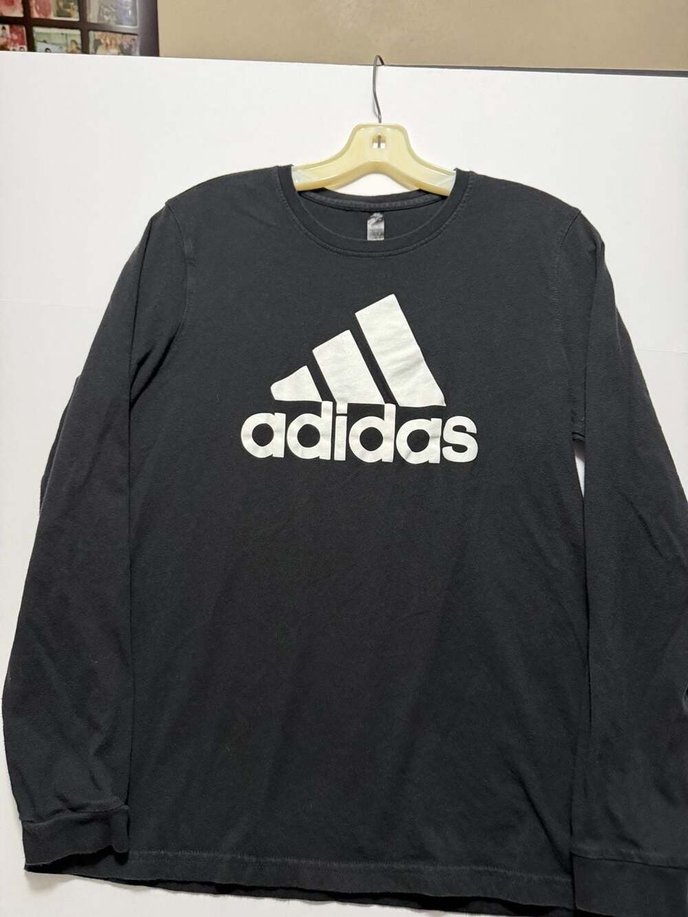 Adidas Men's Black Long Sleeve Badge of Sport Logo T-Shirt